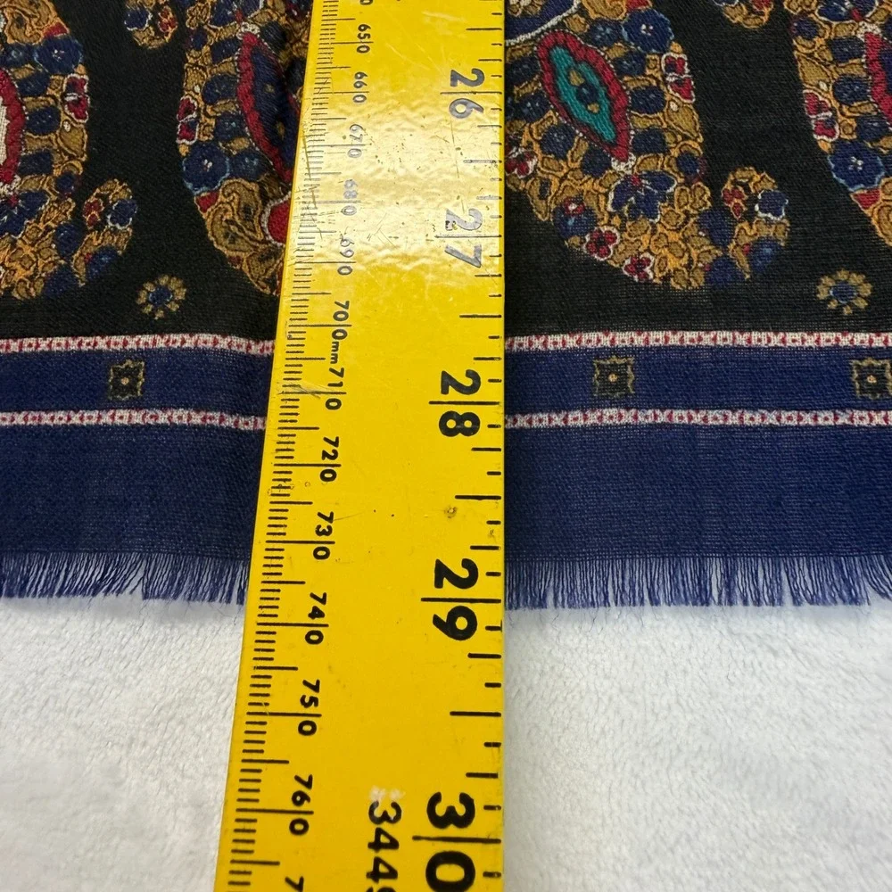 Echo 100% Wool Scarf Made in Japan Paisley Floral Teal Navy Blue Square 29x29